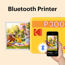 Kodak Mini 3 Retro 4pass Smartphone Photo Printer Portable (7.6 x 7.6 cm) + 8 Sheets, Yellow