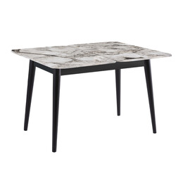 Τραπέζι Dolunay Megapap Επεκτεινόμενο Χρώμα Λευκό εφέ Μαρμάρου - Μαύρο 100x60(120x100)x79,5εκ.