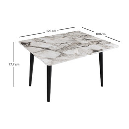 Τραπέζι Dolunay Megapap Επεκτεινόμενο Χρώμα Λευκό εφέ Μαρμάρου - Μαύρο 100x60(120x100)x79,5εκ.