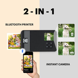 Kodak Mini Shot 2 Retro -Instant Camera & Photo Printer (5.3 x 8.6 Cm), ios & Android bt + 8 Sheets