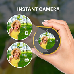 Kodak Memo Shot era -  2-in-1 Instant Camera and Photo Label Printer + one Roll, Yellow