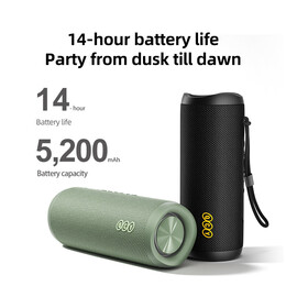 Qcy sp7 Green -  Portable Bluetooth Speaker w Stereo Sound 40w, mic for Calls, rgb Light Show