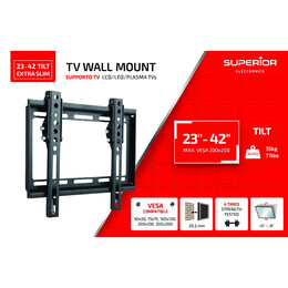 Superior Επιτοίχια Βάση Τηλεόρασης Tilt Extra Slim 23"-42" (Supstv008) (Sprsupstv008)
