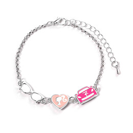 Carat Shop Barbie - Charm Bracelet With Three Enamelled Classic Charms - Silhouette, Glasses & Corvette (Bmcb0008)