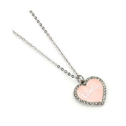 Carat Shop Barbie - Pink Enamel Heart Pendant Necklace With Crystal (Bmn00003)