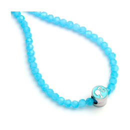 Carat Shop Barbie - Blue Bead Necklace With Round Barbie - Bead Charm (Bmn00005)