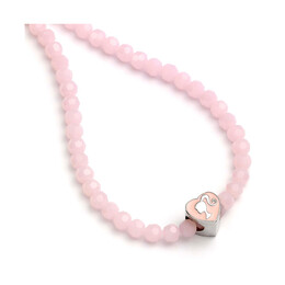 Carat Shop Barbie - Pink Bead Necklace With Heart Shaped Bead Charm (Bmn00006)