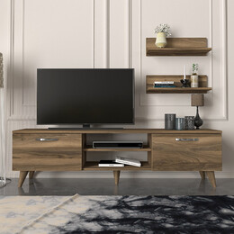 Έπιπλο Τηλεόρασης Colin Megapap Χρώμα Καρυδί 150x29,5x40,6εκ.