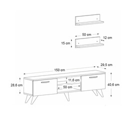 Έπιπλο Τηλεόρασης Colin Megapap Χρώμα Καρυδί 150x29,5x40,6εκ.