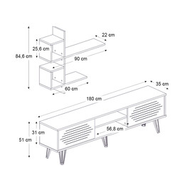 Σύνθεση Τηλεόρασης Salerno Megapap Χρώμα Λευκό 180x35x51εκ.