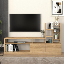 Σύνθεση Τηλεόρασης Pesaro Megapap Χρώμα Sepet oak 165x25x91,3εκ.