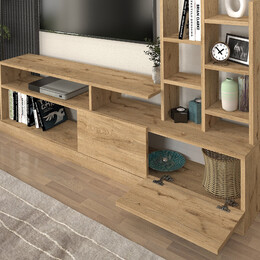 Σύνθεση Τηλεόρασης Pesaro Megapap Χρώμα Sepet oak 165x25x91,3εκ.