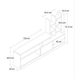 Σύνθεση Τηλεόρασης Pesaro Megapap Χρώμα Sepet oak 165x25x91,3εκ.