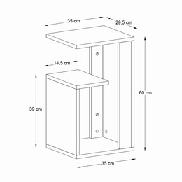 Τραπεζάκι Βοηθητικό Rosana Megapap Χρώμα Μαύρο 35x29,5x60εκ.