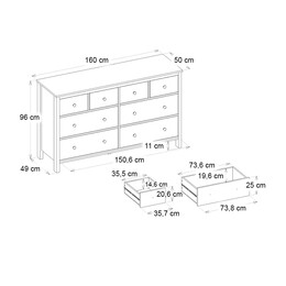 Συρταριέρα - Μπουφές Sabina Megapap Χρώμα Sepet oak 160x50x96εκ.
