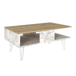 Τραπεζάκι Σαλονιού Andros Megapap Χρώμα Sapphire oak - Λευκό εφέ Μαρμάρου 90x54x39,6εκ.