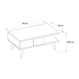 Τραπεζάκι Σαλονιού Andros Megapap Χρώμα Sapphire oak - Λευκό εφέ Μαρμάρου 90x54x39,6εκ.