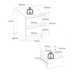 Κομοδίνο Breve Megapap Χρώμα Καρυδί 39,8x41,8x55εκ.