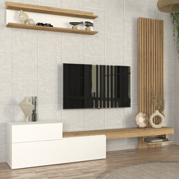 Σύνθεση Τηλεόρασης Dumont Megapap Χρώμα Λευκό - Sepet oak 240x36,8x200εκ.