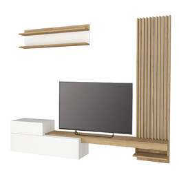 Σύνθεση Τηλεόρασης Dumont Megapap Χρώμα Λευκό - Sepet oak 240x36,8x200εκ.