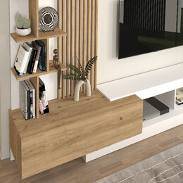 Σύνθεση Τηλεόρασης Vermont Megapap Χρώμα Λευκό - Sepet oak 240x40x192εκ.