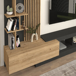 Σύνθεση Τηλεόρασης Vermont Megapap Χρώμα Ανθρακί - Sepet oak 240x40x192εκ.