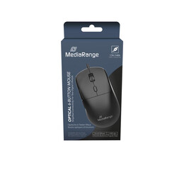 Mediarange Wired Optical 6-Button Mouse, Scroll-Wheel,800 - 2.400 Dpi,1.5m usb-c Cable, Black (Mros271)