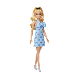 Mattel Barbie: Barbie Fashionistas Wavy Blonde Ponytail Wearing Blue bow (Hyt93)