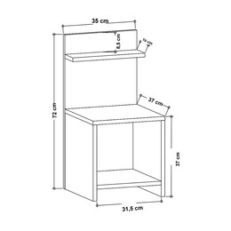Κομοδίνο Ulman Megapap Χρώμα Λευκό 35x37x72εκ.