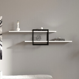 Ραφιέρα Τοίχου Mone Megapap Χρώμα Λευκό - Μαύρο 120x18x30εκ.