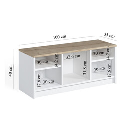 Παπουτσοθήκη London Megapap Χρώμα Λευκό - Sapphire oak 100x35x40εκ.