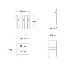 Έπιπλο Εισόδου Friends Megapap Χρώμα Λευκό 69,8x33,6x60εκ.