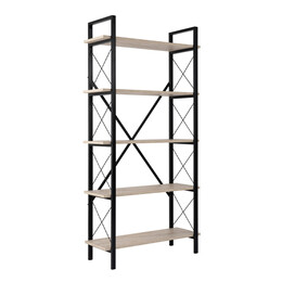 Βιβλιοθήκη Elysian Megapap Χρώμα Travertine - Μαύρο 90x33,5x180εκ.