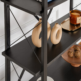 Βιβλιοθήκη Elysian Megapap Χρώμα Μαύρο 90x33,5x180εκ.