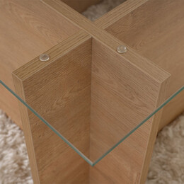 Τραπεζάκι Σαλονιού Vetrino Megapap Γυάλινο Χρώμα Honey oak 105x65x40εκ.