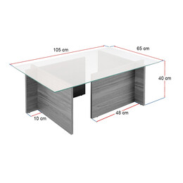 Τραπεζάκι Σαλονιού Vetrino Megapap Γυάλινο Χρώμα Honey oak 105x65x40εκ.