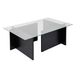 Τραπεζάκι Σαλονιού Vetrino Megapap Γυάλινο Χρώμα Μαύρο 105x65x40εκ.