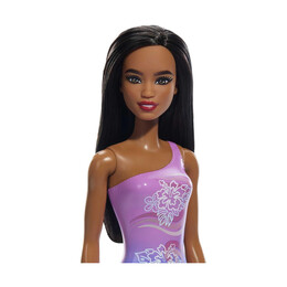 Mattel Barbie: Beach - Dark Skin Doll Wearing Tropical Pink and Blue Swimsuit (Hxx49)