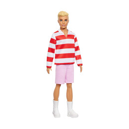 Mattel Barbie: ken - red White Stripes t-Shirt  & Pink Shorts With Blonde Hair Doll Fashionistas (Hyv01)