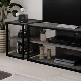 Έπιπλο Τηλεόρασης Γωνιακό Echo Megapap Χρώμα Γκρι Ρετρό 98x37x45εκ.