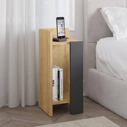 Κομοδίνο Elos Megapap Αριστερό Χρώμα Sapphire oak - Ανθρακί 25x27x60εκ.
