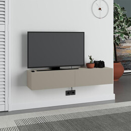 Έπιπλο Τηλεόρασης Επιτοίχιο Francy Megapap Χρώμα Sandstone 135x31,7x25εκ.