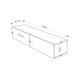 Έπιπλο Τηλεόρασης Επιτοίχιο Francy Megapap Χρώμα Sandstone 135x31,7x25εκ.