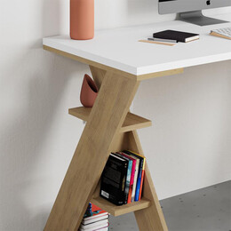 Γραφείο Εργασίας Papillon Megapap Χρώμα Sapphire oak - Λευκό 137x60x75εκ