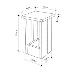 Τραπεζάκι Βοηθητικό Tasos Megapap Χρώμα Sepet oak 30x30x50,3εκ.