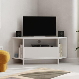 Έπιπλο Τηλεόρασης Γωνιακό Viva Megapap Χρώμα Λευκό 95,7x35,4x45εκ.