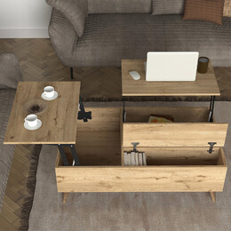 Τραπεζάκι Σαλονιού roy Megapap με Σερβιτόρο Χρώμα Sepet oak 121x69x40εκ.