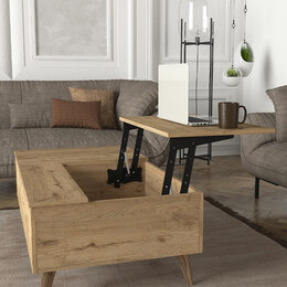 Τραπεζάκι Σαλονιού roy Megapap με Σερβιτόρο Χρώμα Sepet oak 121x69x40εκ.