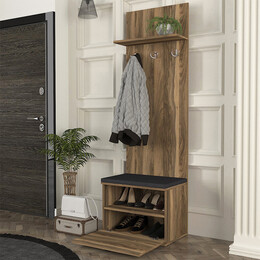 Έπιπλο Εισόδου Track Megapap Χρώμα Καρυδί 60x38,2x190εκ.