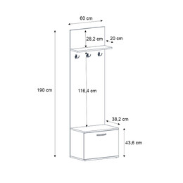 Έπιπλο Εισόδου Track Megapap Χρώμα Καρυδί 60x38,2x190εκ.